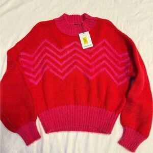 Sugarlips Red and Pink Zanie Chevron Sweater